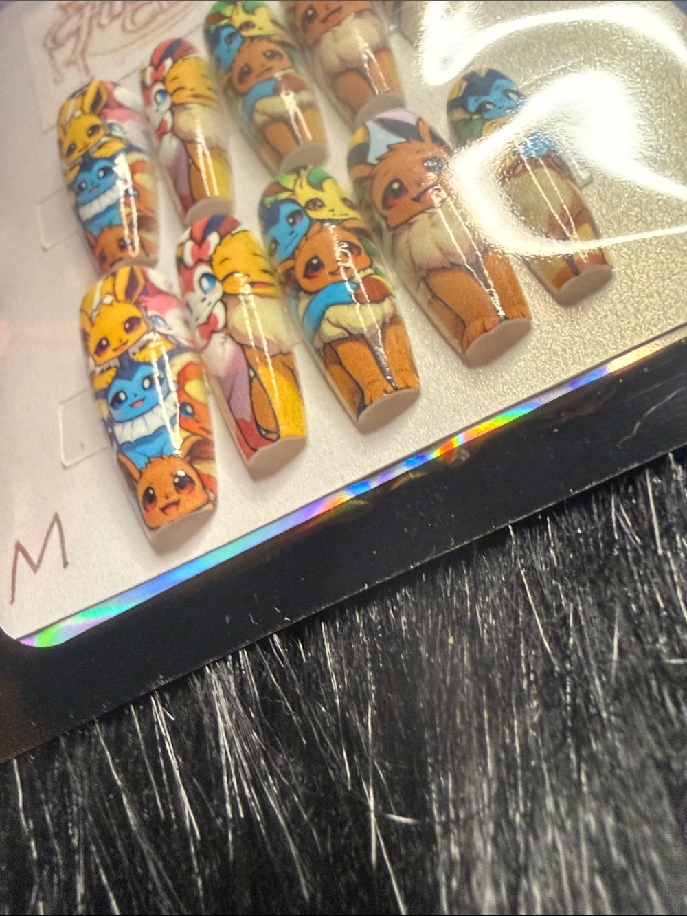 Pokemon Press-On Nails with Eeveelutions — Yellow, Blue, Brown, Green - Picture 5 of 6